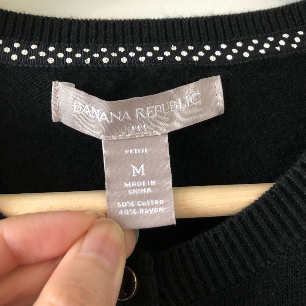 Banana Republic Black Crewneck Button Cardigan - Picture 3 of 3